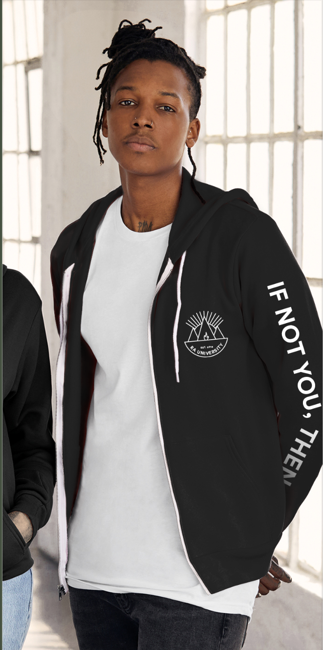 Vintage Black Ra University Full-Zip Hoodie